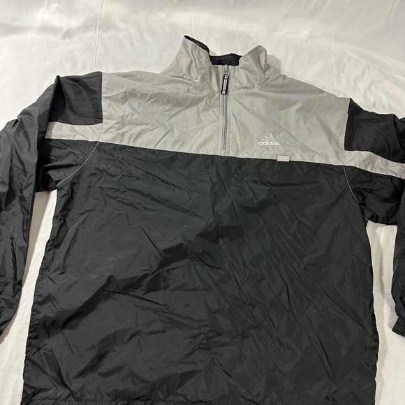 VINTAGE Y2K ADIDAS WINDBREAKER 1/4 ZIP GRAY AND BLACK 2000s - Picture 2 of 15
